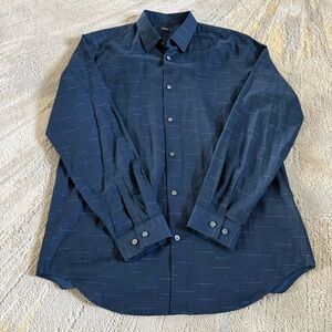 Theory Mens Button Down Shirt Blue 100% Cotton Long Sleeve large